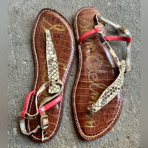 Sam Edelman GiGi Sandal Pink Animal Print Womens size 8 EUC - Picture 5 of 6